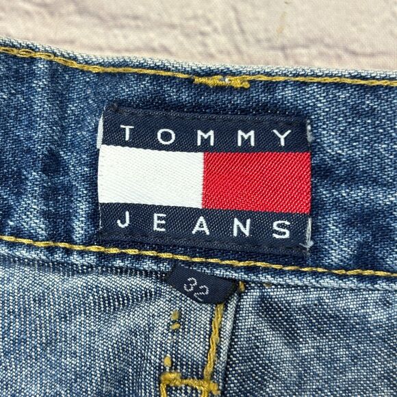 Vintage Tommy Hilfiger Men Jean Denim Shorts Size 32 Baggy Y2K Utility C025 -4 - Picture 10 of 16